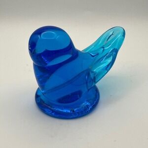 Vintage 1994 Art Glass Blue Bird of Happiness / Leo Ward Blue Color Figurine No2